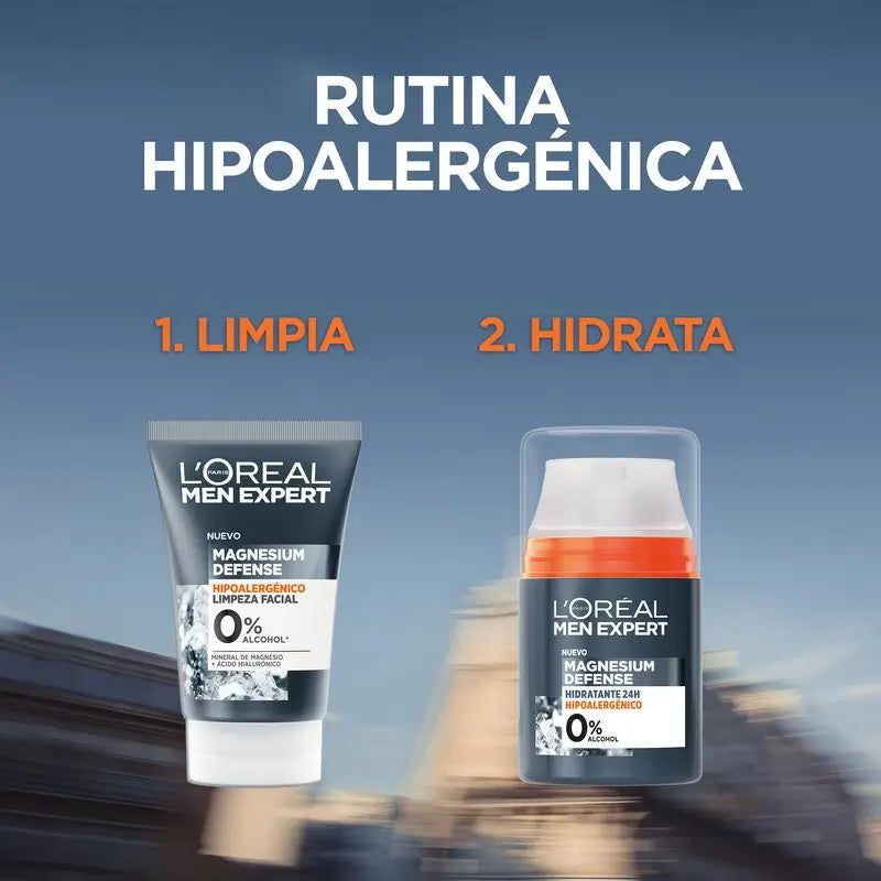 L'Oréal Paris Men Expert Facial Cleansing Magnesium Defense: Hypoallergen, Magnesium-Mineral & Hyaluronsäure