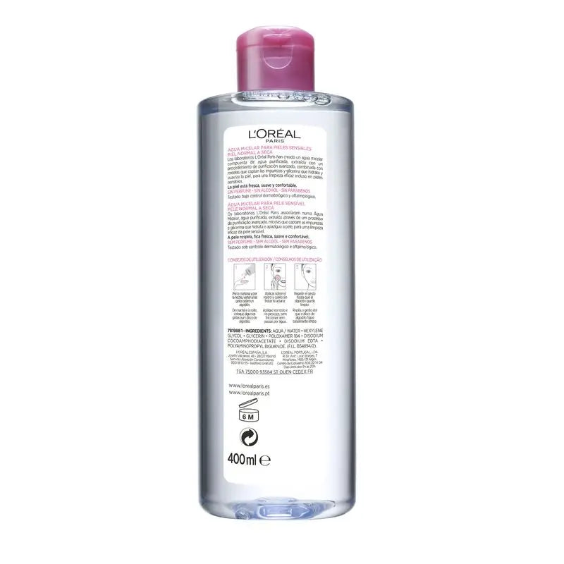 L'Oréal Paris Mizellenwasser für normale bis trockene Haut 400 ml