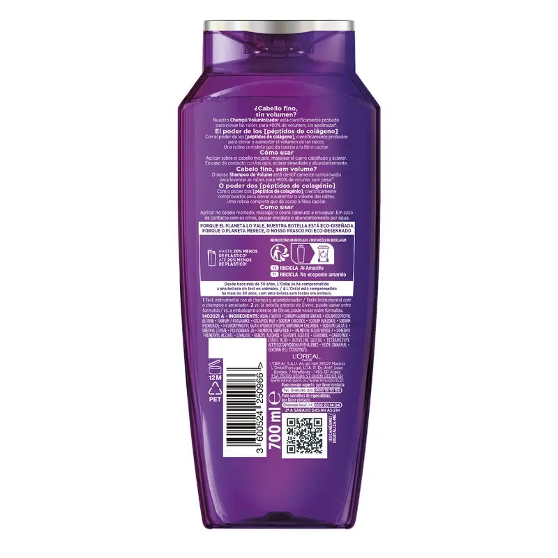 L'Oréal Paris Elvive Volumising Shampoo, mit Kollagen-Peptiden, 700 ml