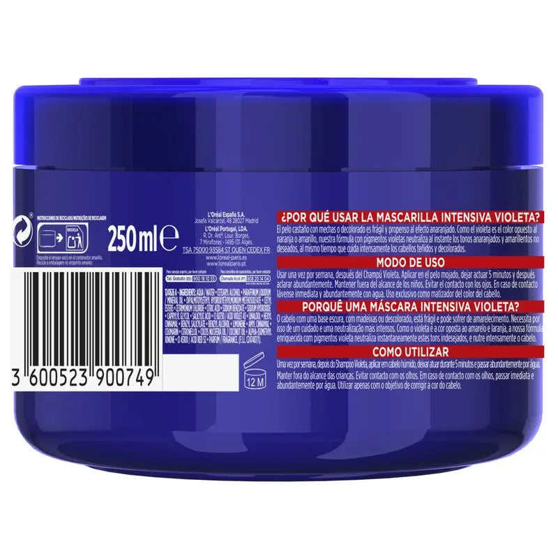 L'Oréal Paris Elvive Color Vive Maske: Violett mattierend für blondes, graues oder gesträhntes Haar, 250Ml