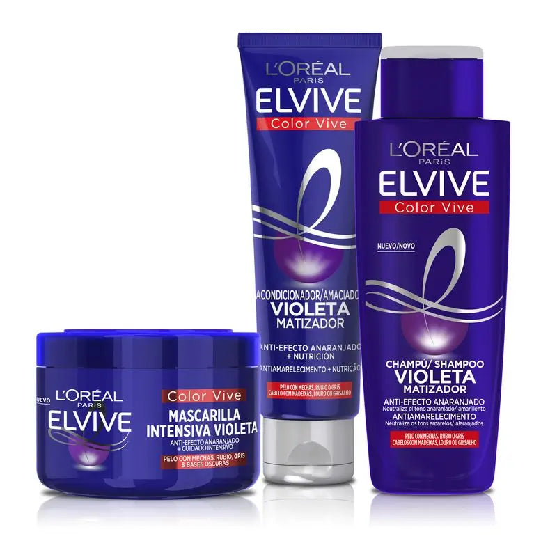 L'Oréal Paris Elvive Color Vive Maske: Violett mattierend für blondes, graues oder gesträhntes Haar, 250Ml