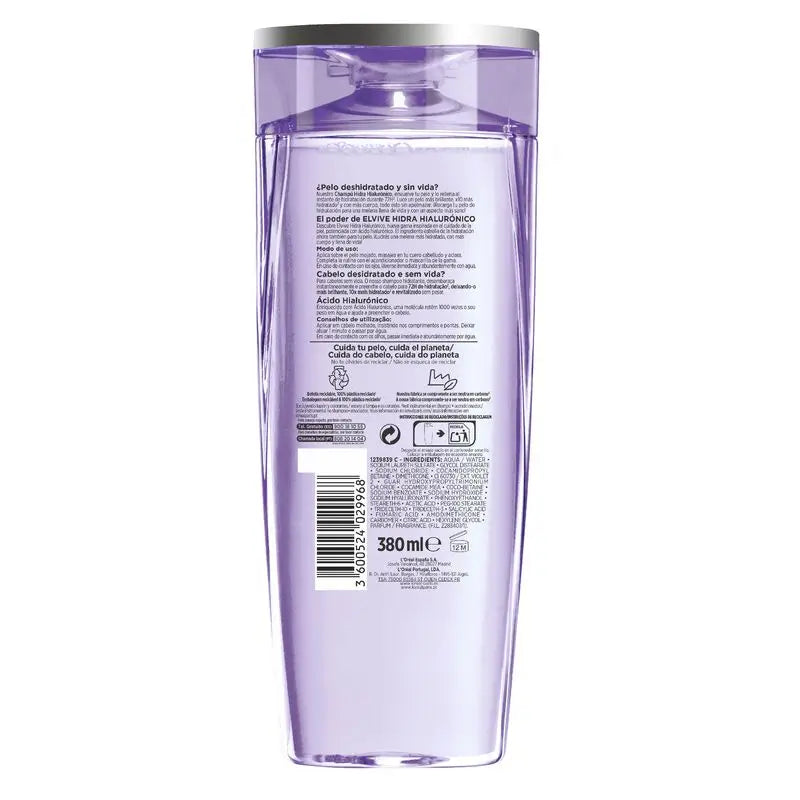 L'Oréal Paris Elvive Hydra Hyaluronic 72H Feuchtigkeitsspendendes Shampoo 380 Ml