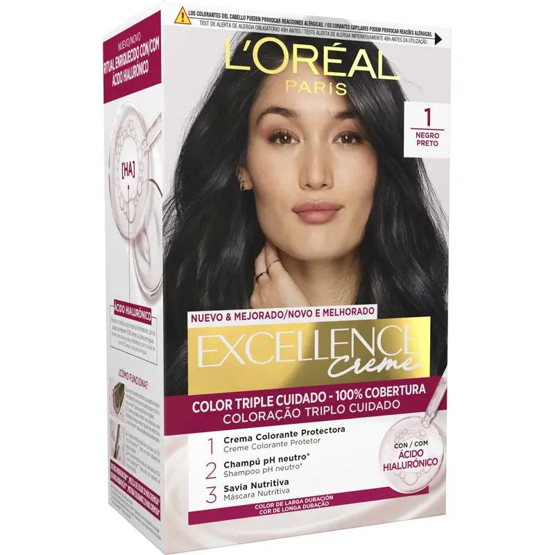 L'Oréal Paris Excellence Creme Dauerhafte Haarfarbe - Farbton 1 Schwarz