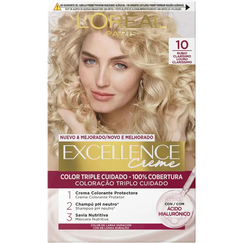 L'Oréal Paris Excellence Creme Dauerhafte Haarfarbe - Farbton 10 Hellstes Aufhellendes Blond