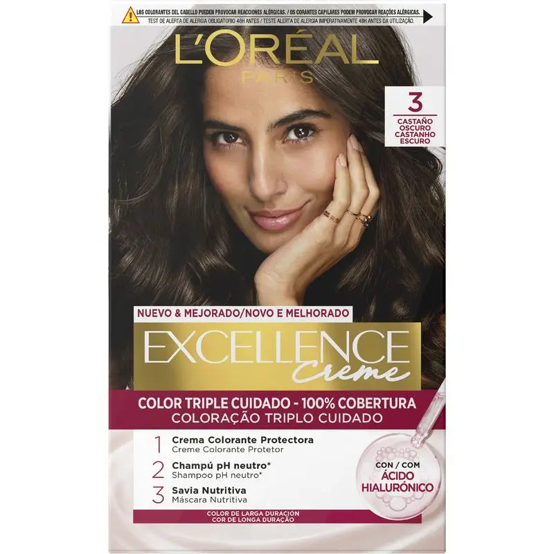 L'Oréal Paris Excellence Creme Dauerhafte Haarfarbe - Farbton 3 Dunkelrotbraun