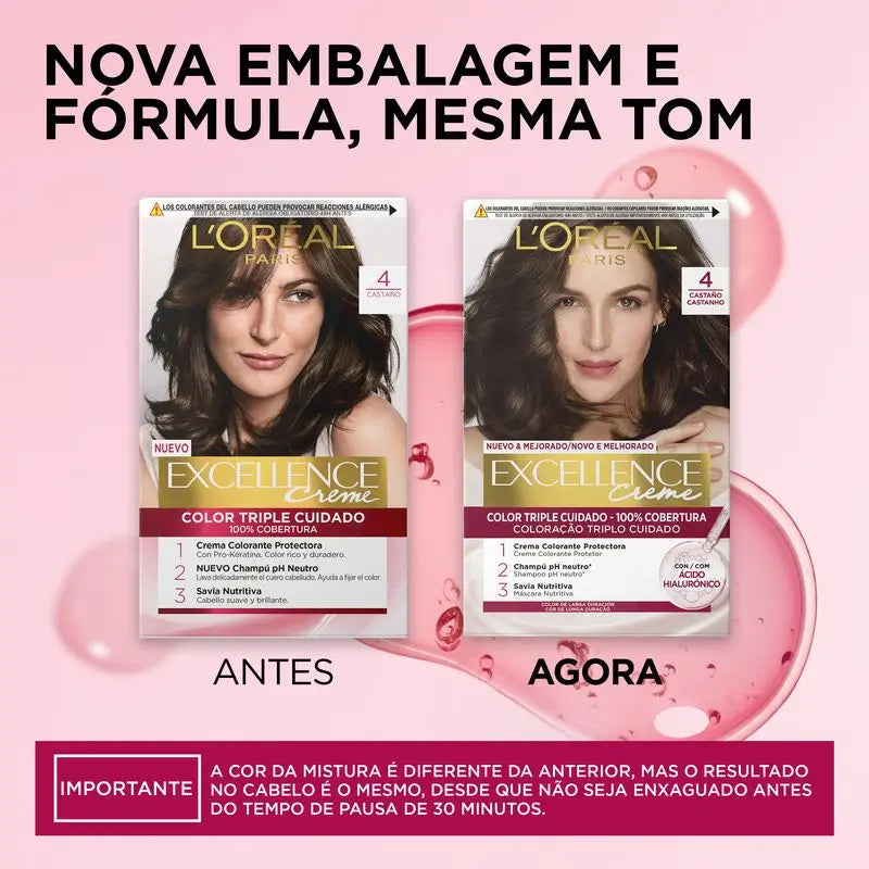 L'Oréal Paris Excellence Creme Dauerhafte Haarfarbe - Farbton 4.54 Rotbraun Rotbraun Kupfer