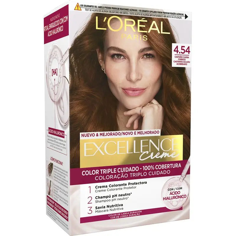 L'Oréal Paris Excellence Creme Dauerhafte Haarfarbe - Farbton 4.54 Rotbraun Rotbraun Kupfer