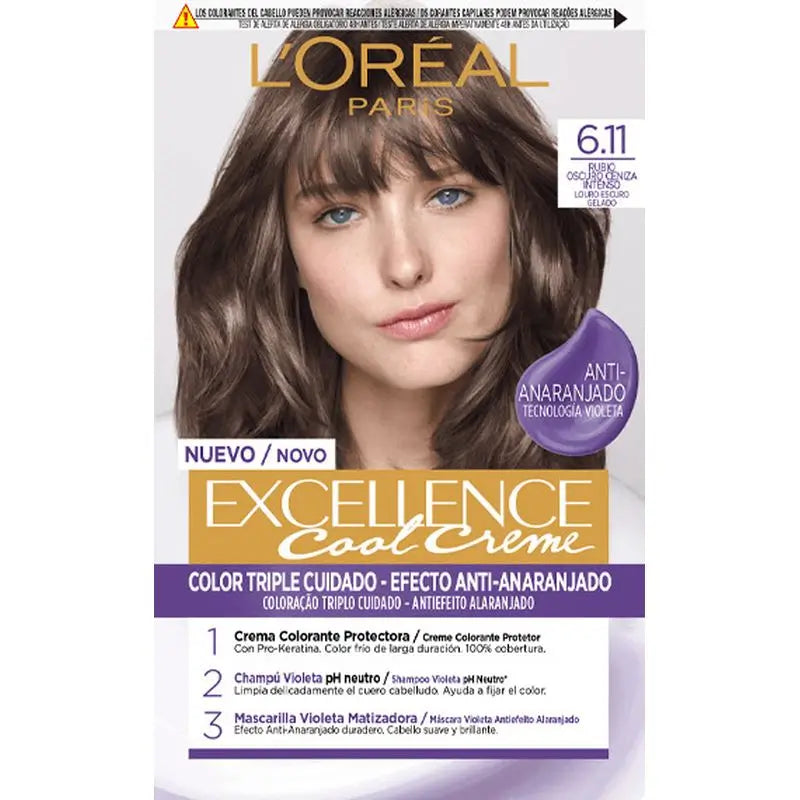 L'Oréal Paris Excellence Creme Dauerhafte Haarfarbe - Farbton 6.11 Dunkles Aschblond