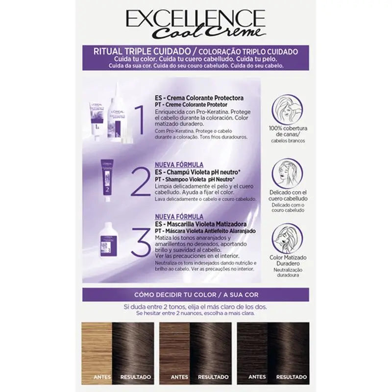L'Oréal Paris Excellence Creme Dauerhafte Haarfarbe - Farbton 6.11 Dunkles Aschblond