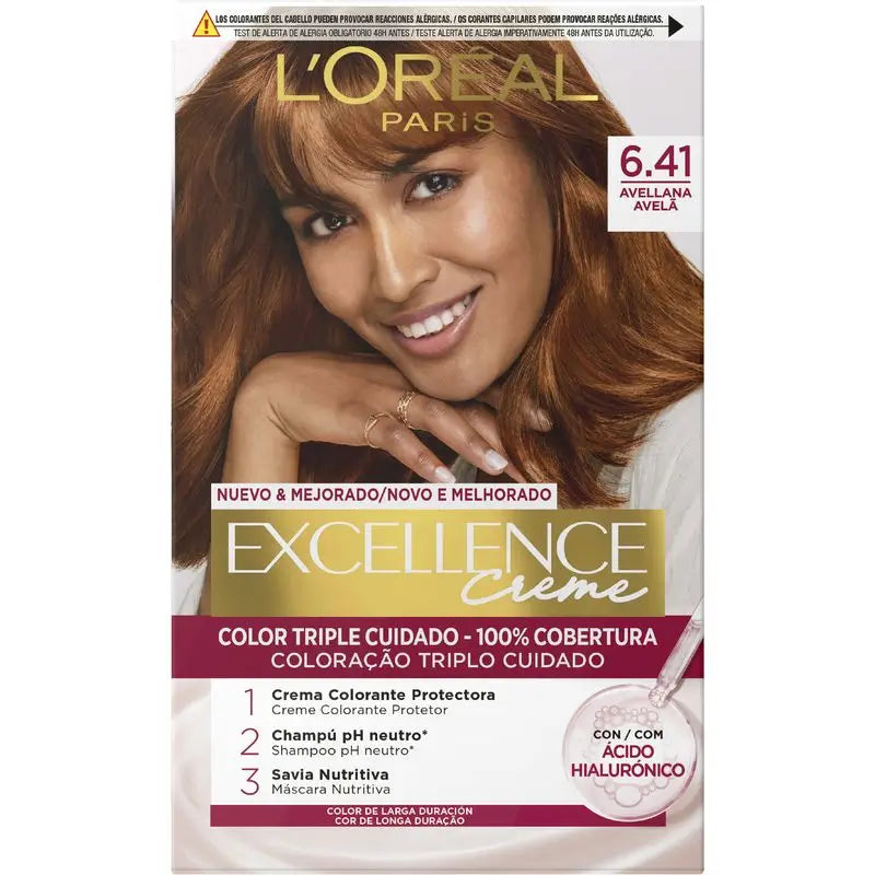 L'Oréal Paris Excellence Creme Dauerhafte Haarfarbe - Farbton 6.41 Haselnuss