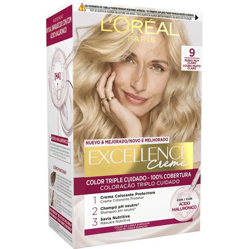 L'Oréal Paris Excellence Creme Dauerhafte Haarfarbe - Sehr helles Blond Farbton 9