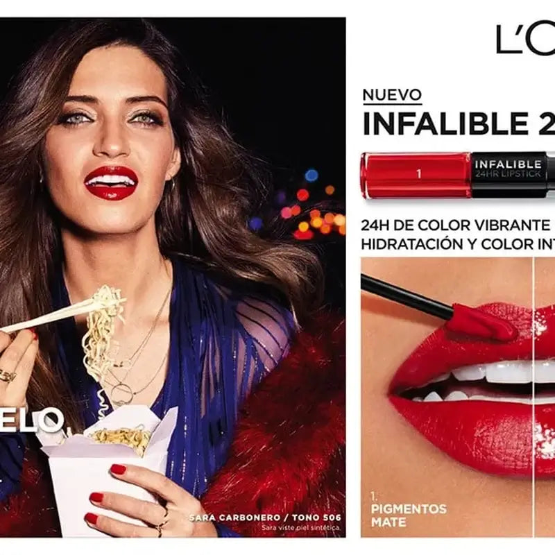 L'Oréal Paris Unfehlbar 24H 506 Rot Unfehlbarer permanenter Lippenstift Rot