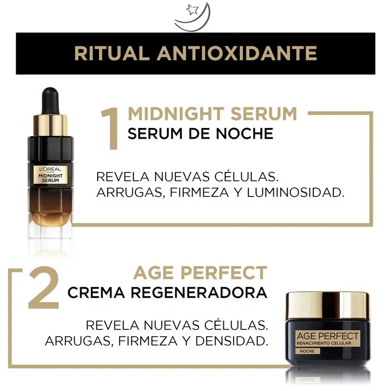 L'Oréal Paris Midnight Serum Age Perfect Cellular Revival, mit Antioxidantien-Komplex, Nacht-Gesichtsserum