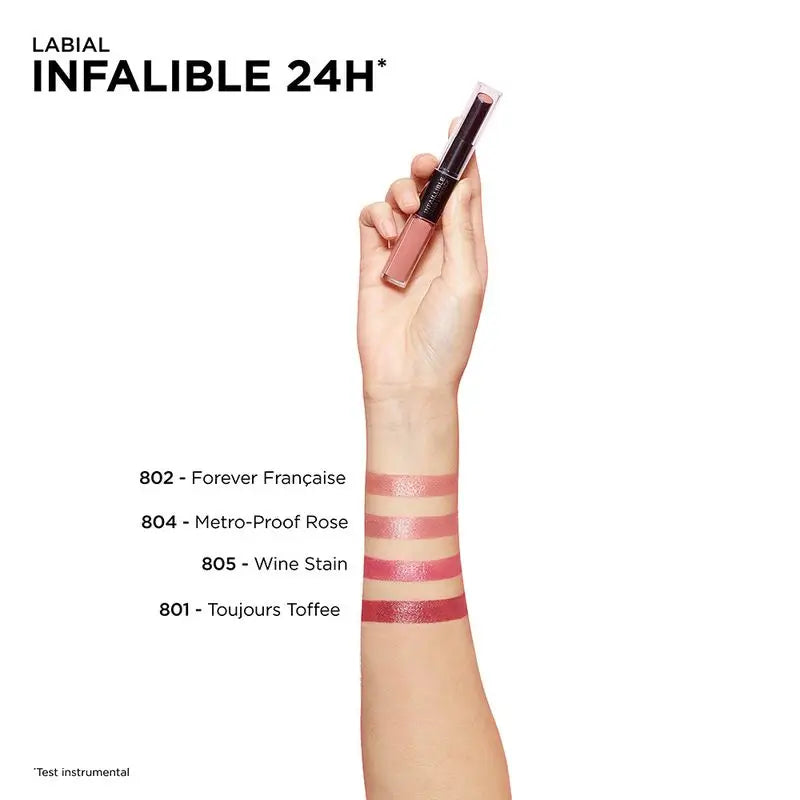 L'Oréal Paris 24H Unfehlbarer permanenter Lippenstift Farbton 801 Toujours Toffee