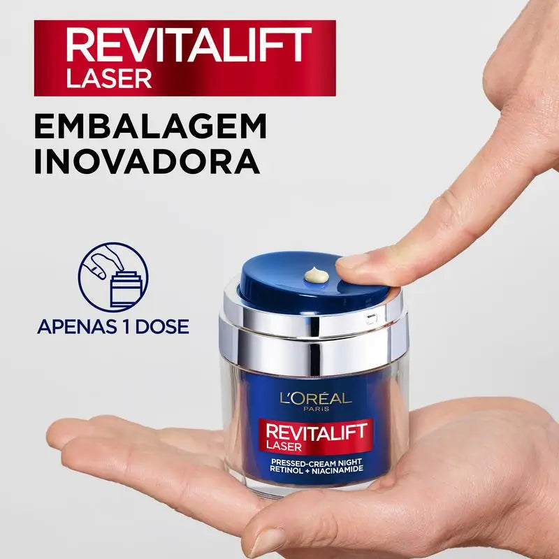 L'Oréal Paris Pressed Laser Revitalift Nachtcreme mit Retinol + Niacidamid Einzeldosis-Format, 50 ml
