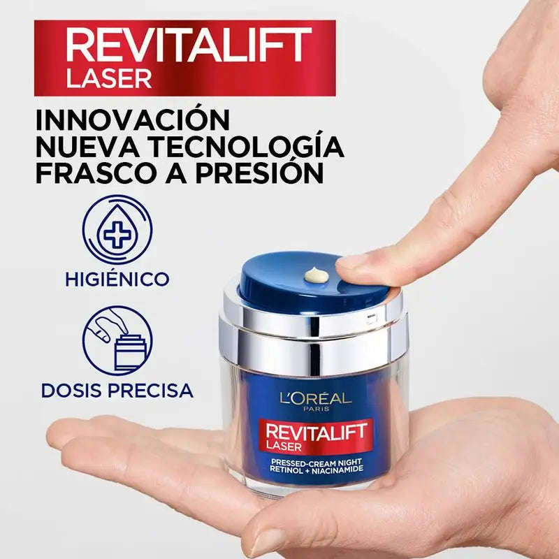 L'Oréal Paris Pressed Laser Revitalift Nachtcreme mit Retinol + Niacidamid Einzeldosis-Format, 50 ml