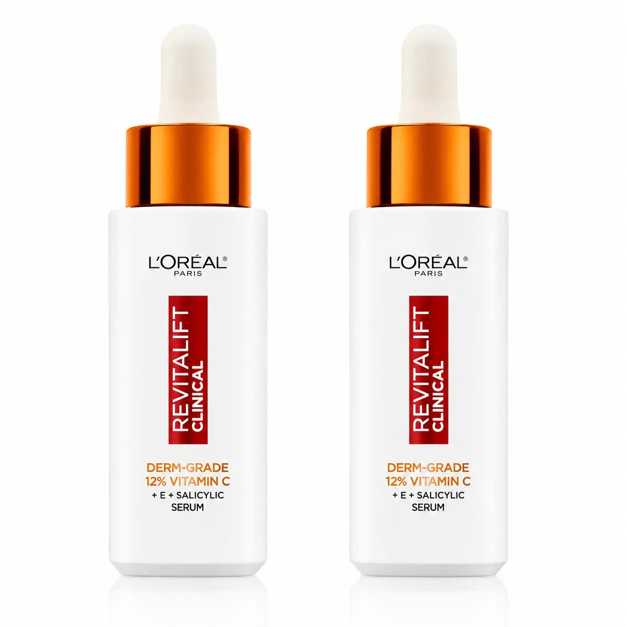 L'Oréal Paris Revitalift Klinisches Serum [Falten-Ton-Poren] mit 12% reinem Vitamin C + Vitamin E + Salicylsäure, Packung 2