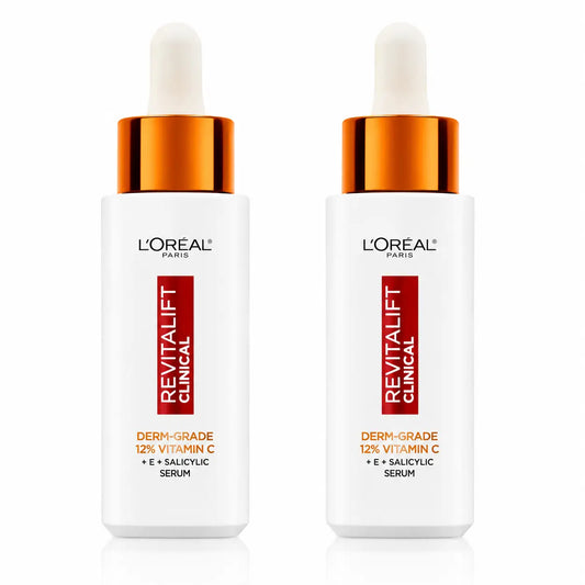 L'Oréal Paris Revitalift Klinisches Serum [Falten-Ton-Poren] mit 12% reinem Vitamin C + Vitamin E + Salicylsäure, Packung 2
