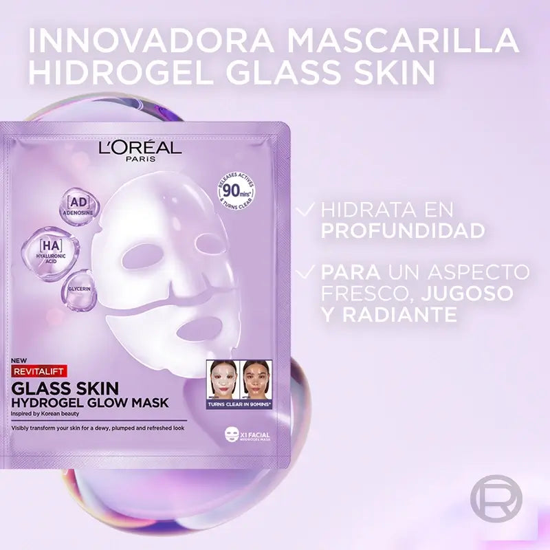 L'Oréal Paris Tissue Mask Revitalift Filler Glas Haut Hydrogel Gesichtsmaske , 1 Stück