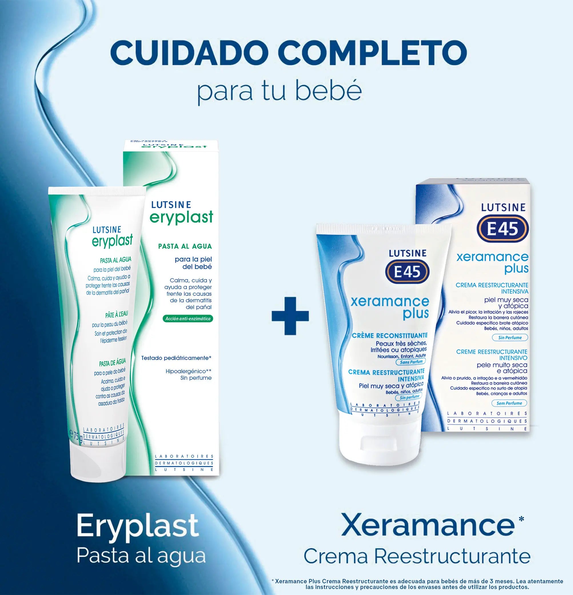 Eryplast Lutsine E45 Baby-Windelcreme auf Wasserbasis, Packung 2 x 75 gr