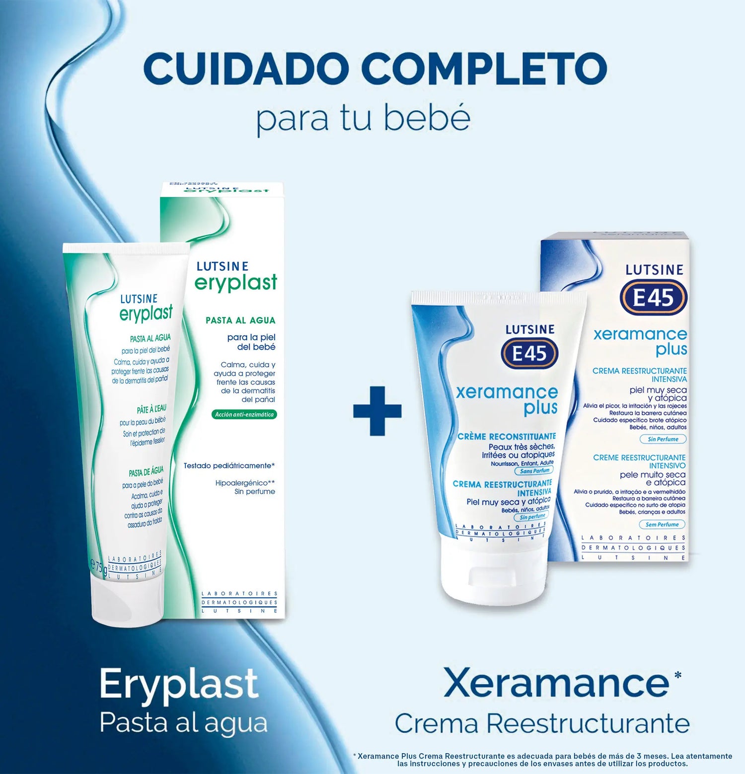 Eryplast Lutsine E45 Baby-Windelcreme auf Wasserbasis, Packung 2 x 75 gr