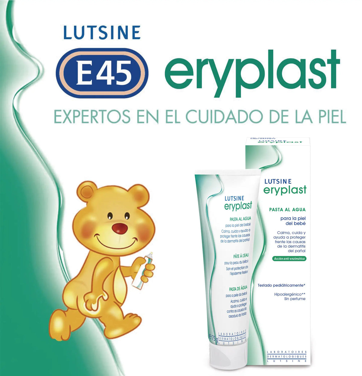 Eryplast Lutsine E45 Baby-Windelcreme auf Wasserbasis, Packung 2 x 75 gr
