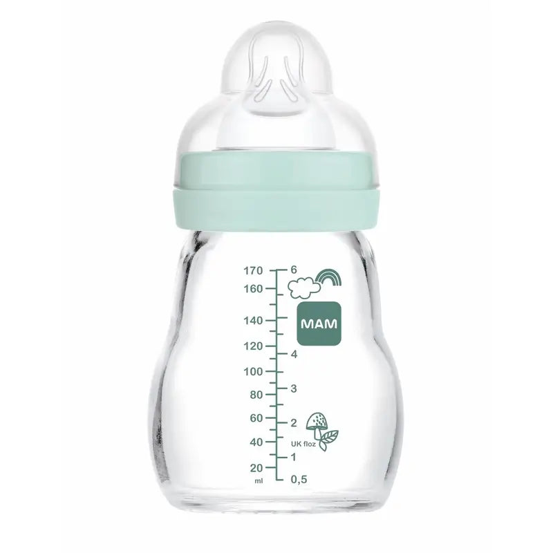 Mam Baby Crystal Babyflasche Wohlfühlen Matt Blau, 170Ml