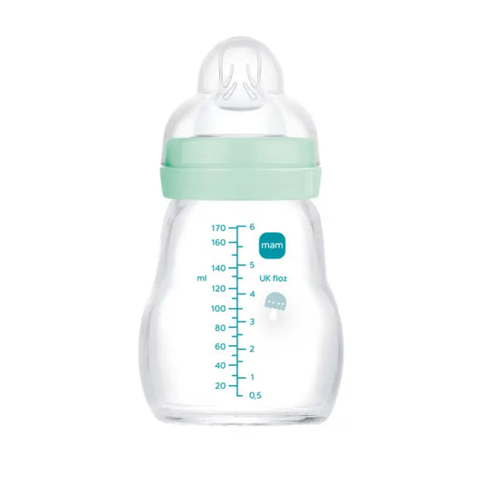 Mam Baby Crystal Babyflasche Wohlfühlen Matt Blau, 170Ml