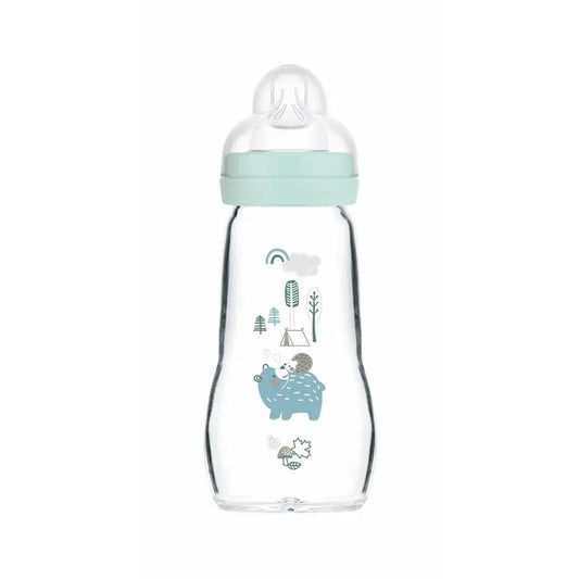 Mam Baby Crystal Babyflasche Wohlfühlen Matt Blau, 260Ml