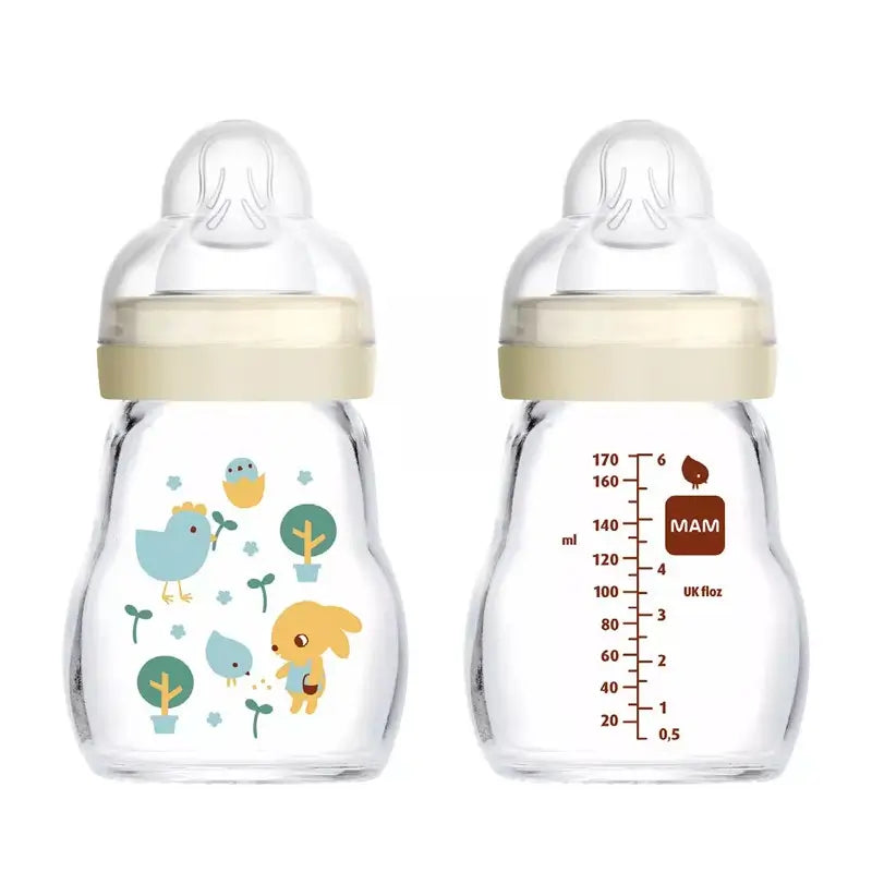 Mam Baby Babyflasche Crystal Feel Good Neutral Matt, 170Ml