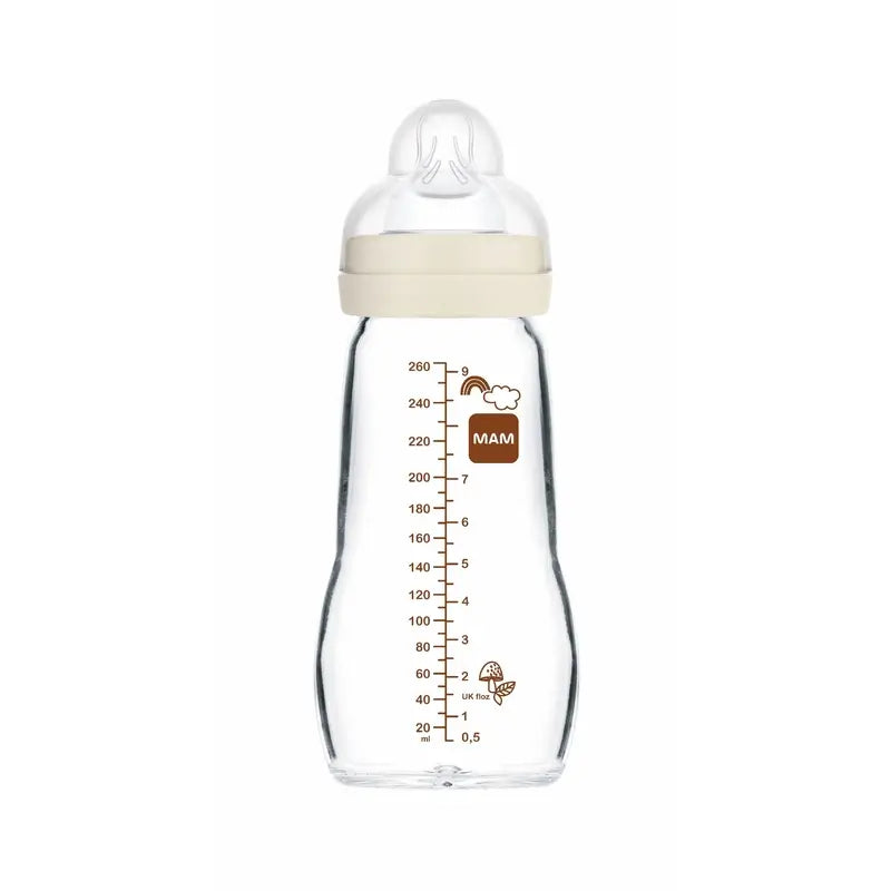 Mam Baby Babyflasche Glas Feel Good Neutral Matt, 260Ml