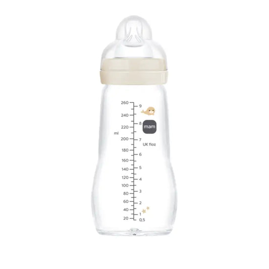 Mam Baby Babyflasche Glas Feel Good Neutral Matt, 260Ml