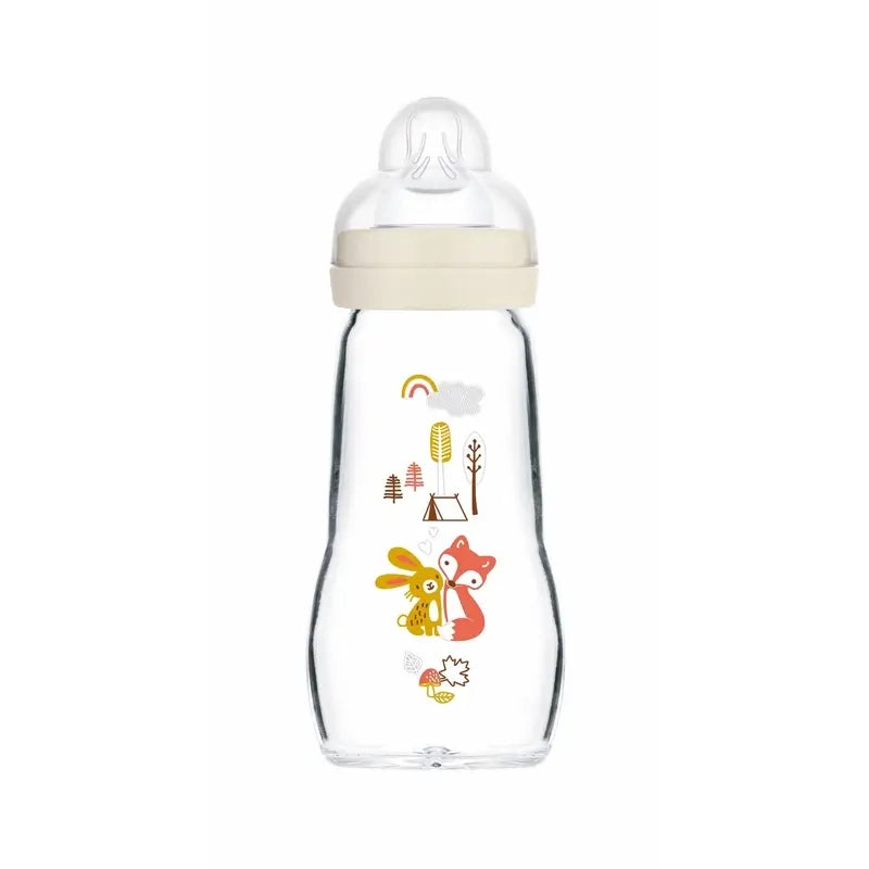 Mam Baby Babyflasche Glas Feel Good Neutral Matt, 260Ml
