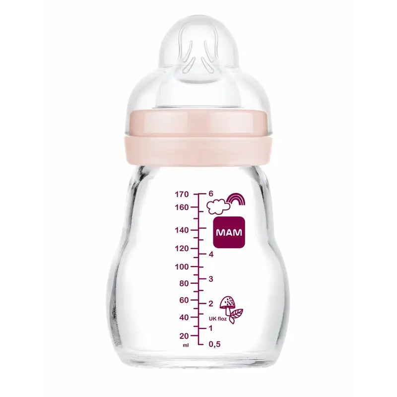 Mam Baby Crystal Babyflasche Wohlfühlen Matt Rosa, 170Ml