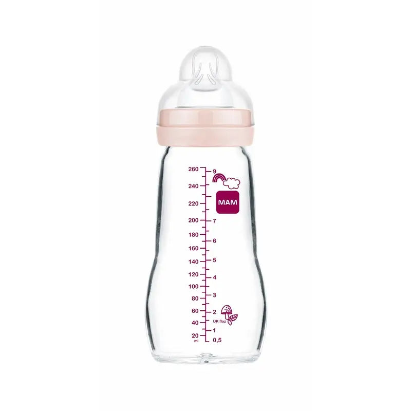Mam Baby Crystal Babyflasche Wohlfühlen Matt Rosa, 260Ml