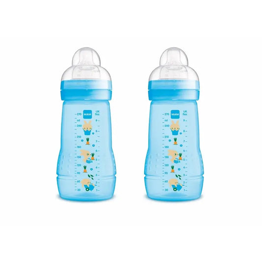 Mam Baby Easy Active Babyflasche Hellblau, 2X270Ml