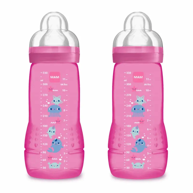 Mam Baby Easy Active Babyflasche Hellrosa, 2X330Ml