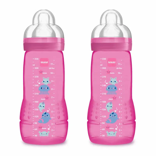 Mam Baby Easy Active Babyflasche Hellrosa, 2X330Ml