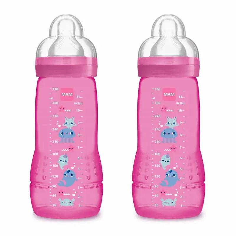 Mam Baby Easy Active Babyflasche Hellrosa, 2X330Ml