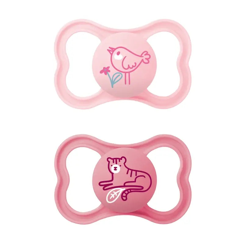 Mam Baby Schnuller Luft Silikon Schnuller Tier rosa +6M, 2 Einheiten