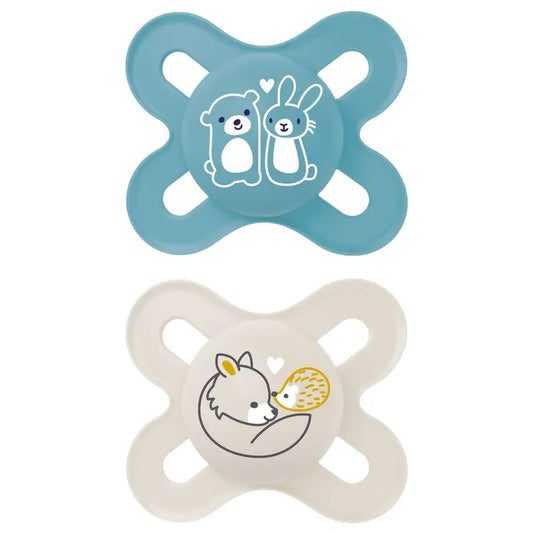 Mam Baby Schnuller Original Start Silikon Blau Tier 0-2M, 2 Einheiten
