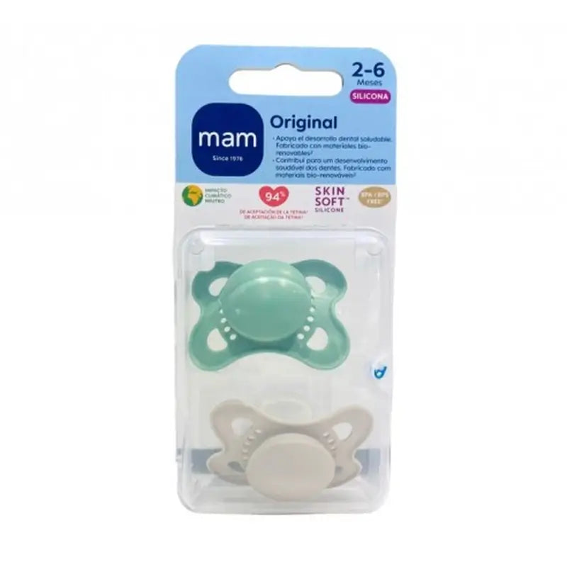 Mam Baby Schnuller Original Start Silikon Neutral 2-6M, 2 Stück