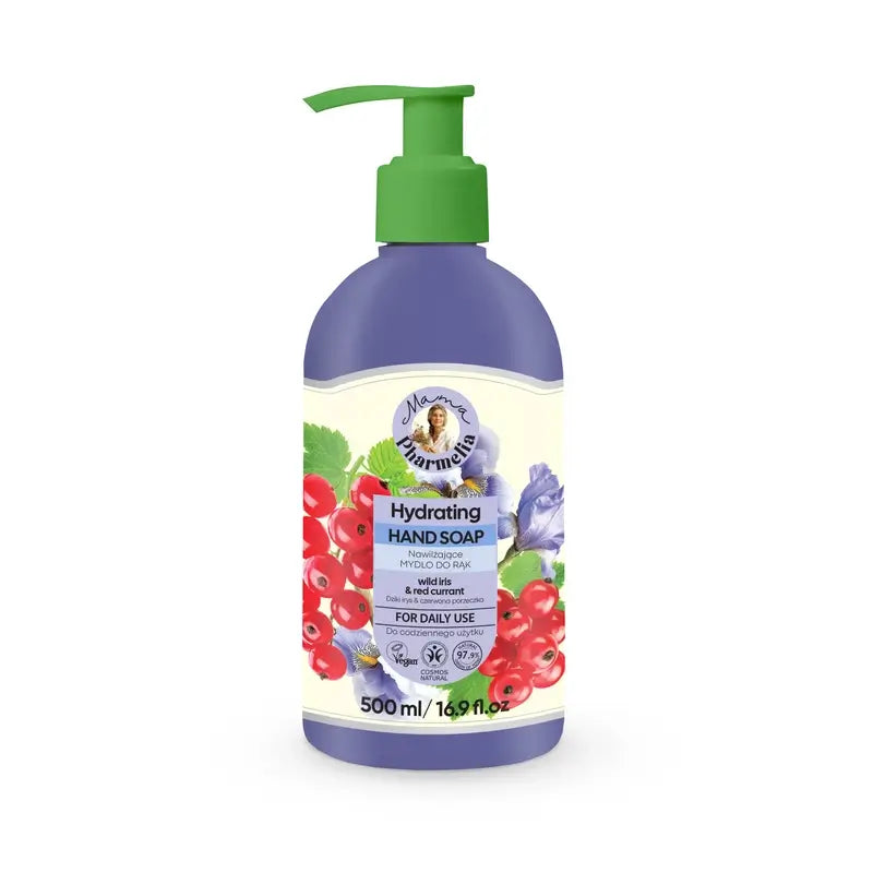 Mama Pharmelia Feuchtigkeitsspendende Handseife mit wilder Iris und roter Johannisbeere, 500 ml