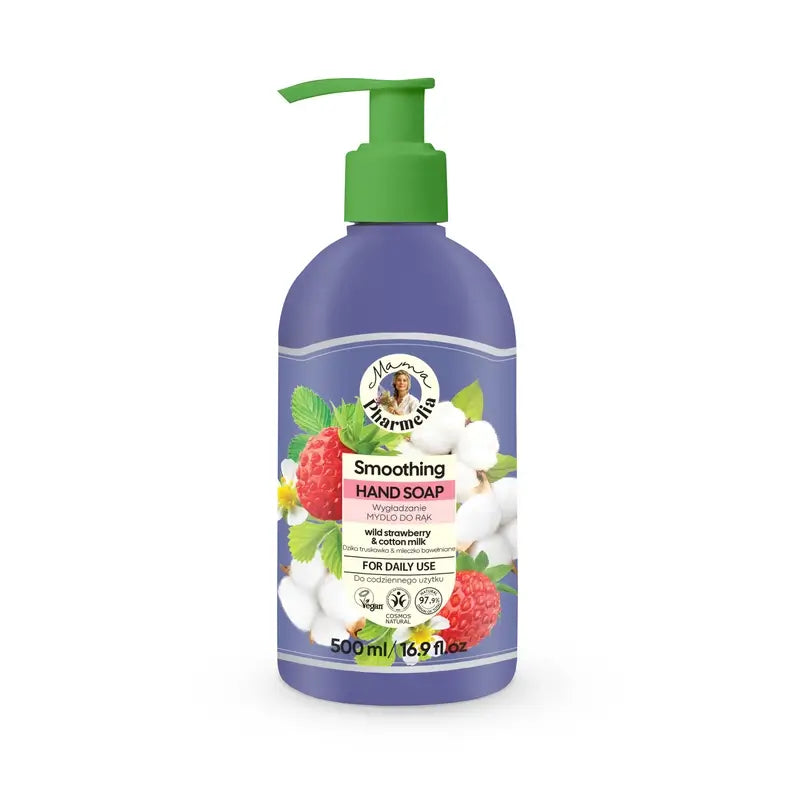 Mama Pharmelia Beruhigende Handseife mit Walderdbeere & Baumwollmilch, 500 ml