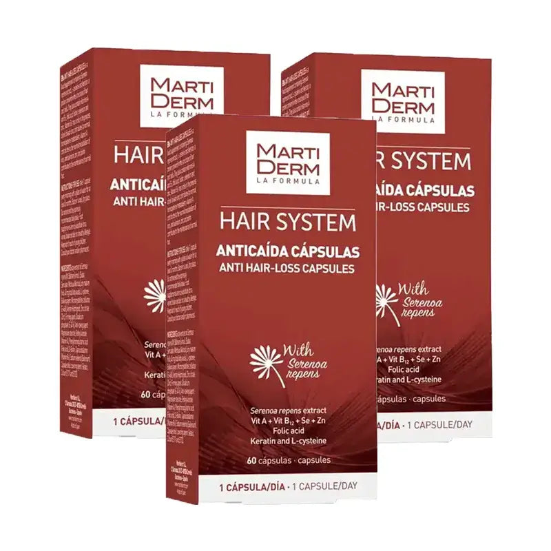 Martiderm Hair System Haarausfall-Kapseln, Packung 3 x 60 Kapseln