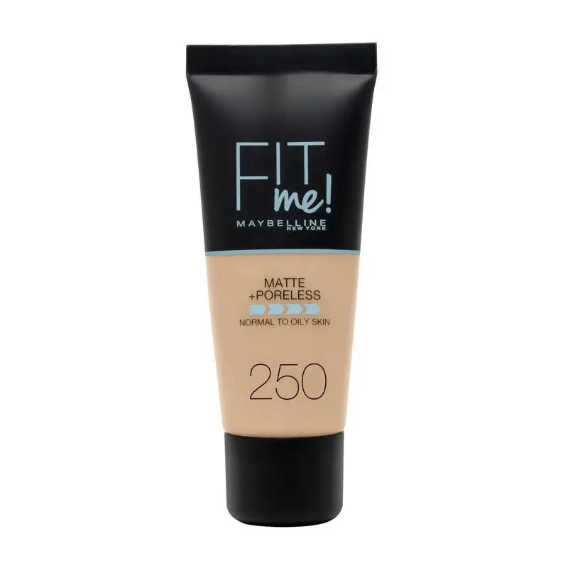 Maybelline New York Fit Me Matte and Refine Makeup Foundation Schatten 250 Sun Beige Calca A Tu Tono Y Textura Pieles Medias - 30Ml