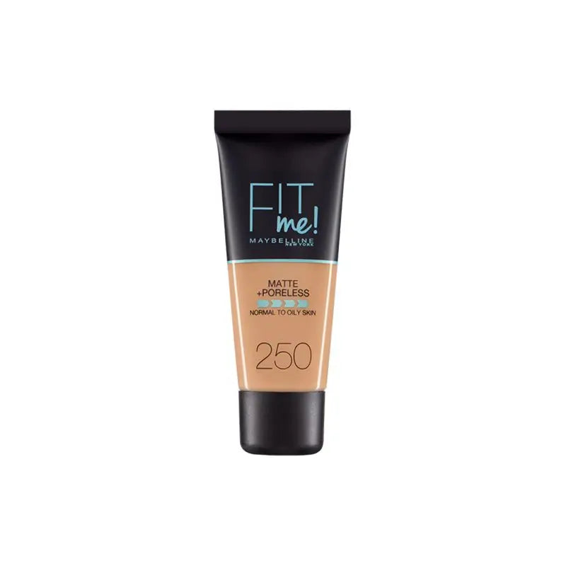 Maybelline New York Fit Me Matte and Refine Makeup Foundation Schatten 250 Sun Beige Calca A Tu Tono Y Textura Pieles Medias - 30Ml