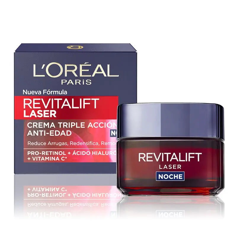 L'Oréal Paris Revitalift Laser Anti-Ageing Night Cream Triple Action, Anti-Falten und Multi-Korrektur, 50 ml