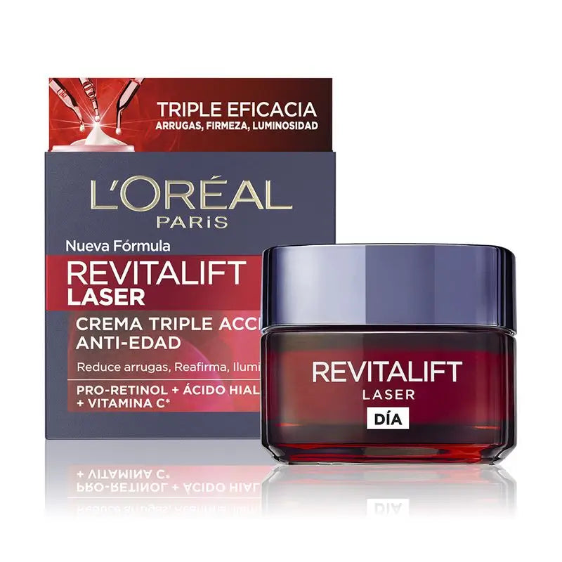 L'Oréal Paris Revitalift Laser, Intensive Anti-Ageing Tagescreme mit Vitamin C, Pro-Retinol und Hyaluronsäure, 50ml
