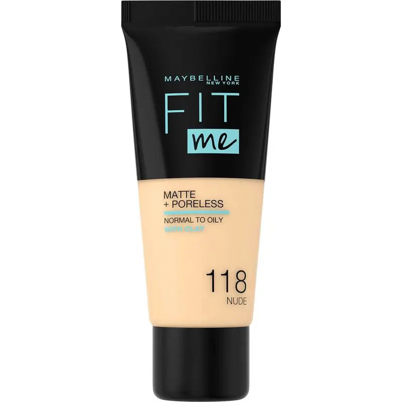 Maybelline New York Fit Me Matte & Refine Foundation Foundation Farbton 118 Nude Passt sich Ihrem Hautton und Ihrer Textur an - 30Ml